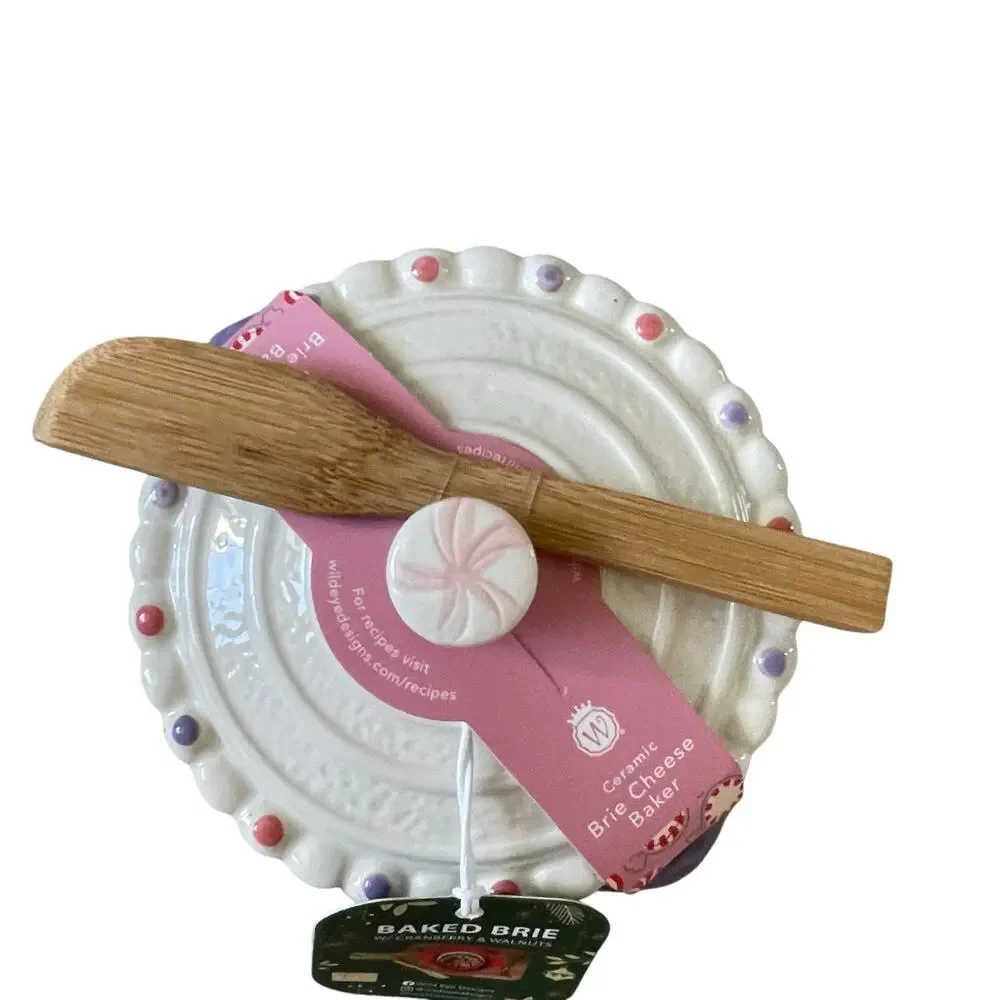 Pink Gingerbread House Brie Cheese Baker with Lid Bakeshop Christmas 2024 New